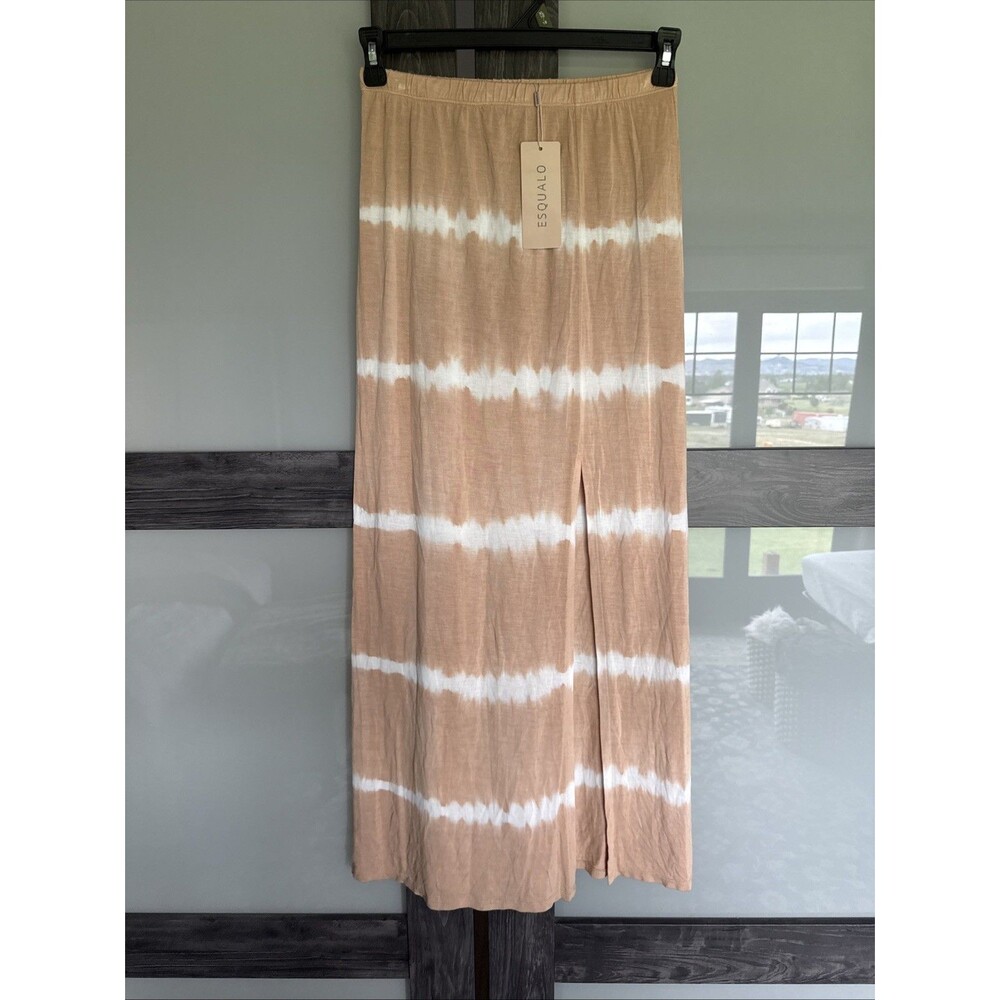 Esqualo Tie Dye Skirt Slit Front 100% Viscose Woman’s Size S/6 Sand Color NWT